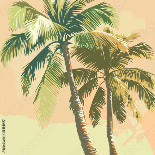 illustration, tropical, nature, summer, beach, exotic, leaf, jungle, plant, tree, decoration, palm, background, graphic, design, branch, forest, landscape, garden, print, wallpaper, tropic, pattern, 