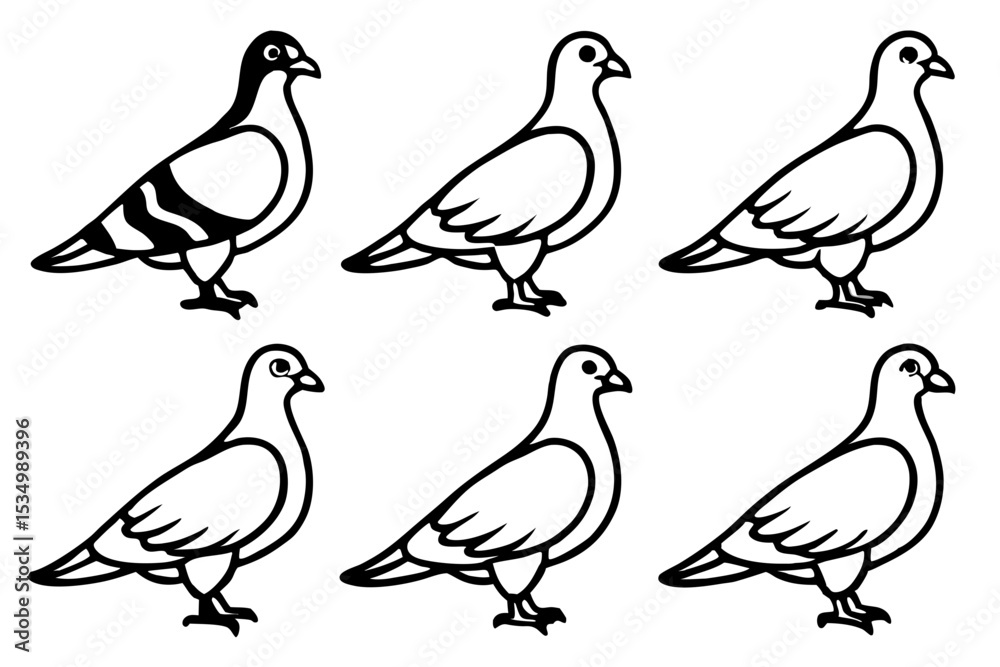 Fototapeta premium Minimalist Pigeon Vector Set