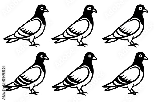 Minimalist Pigeon Vector Set
