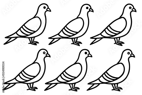 Minimalist Pigeon Vector Set