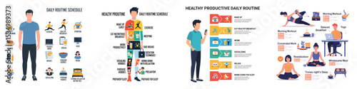 Daily Healthy Lifestyle Routine Infographic