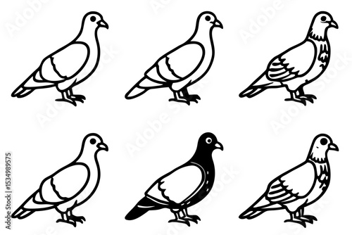 Minimalist Pigeon Vector Set