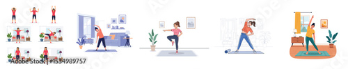 Woman Doing Home Workout Exercises Collection