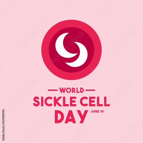 World Sickle Cell Day. June 19. Flat design vector. Sickle cell icon. Banner, card, background.