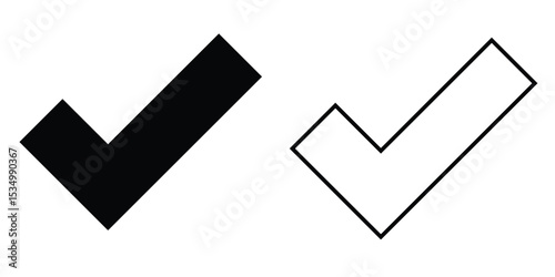 Icon set featuring a solid black check mark and an outlined white check mark on a plain background
