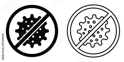 Symbol indicating prohibition of harmful microorganisms for health safety and hygiene awareness in modern design