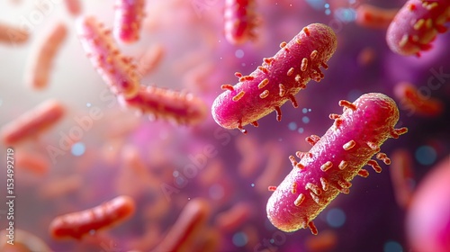 3D lactobacillus probiotic bacteria render for gut health supplements, skincare microbiome, or science presentations 