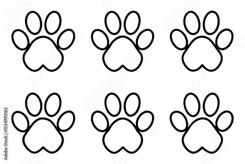 Pet Pawprint bandle set Vector Illustrations