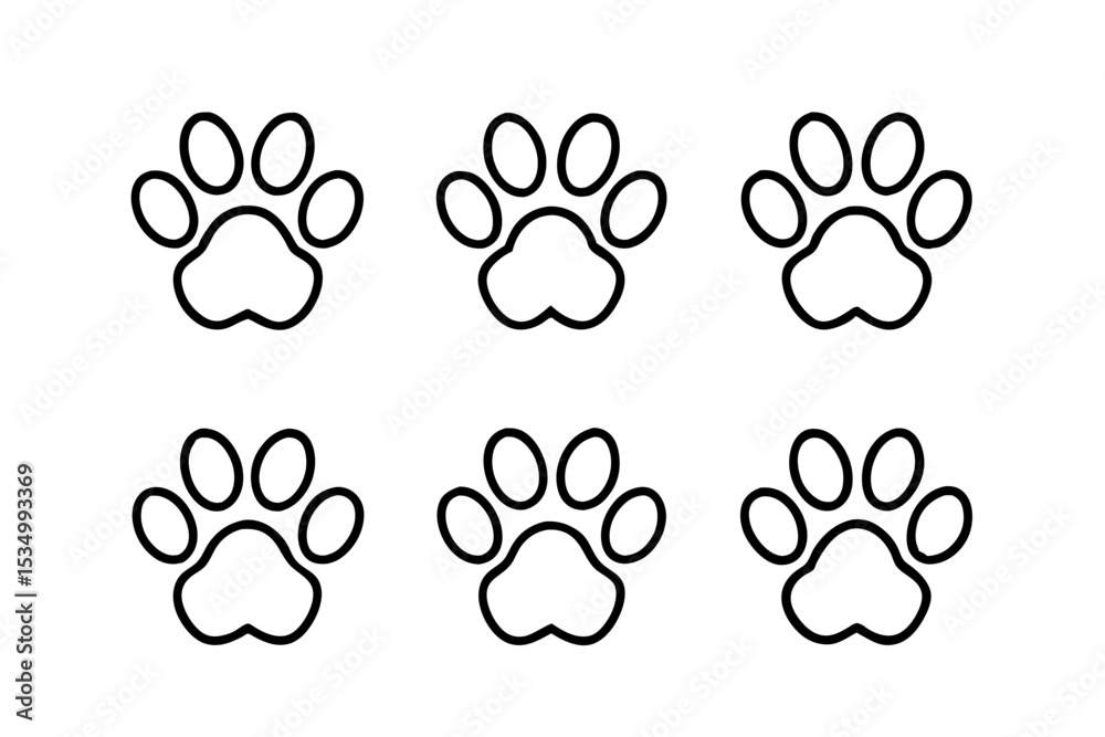 Fototapeta premium Pet Pawprint bandle set Vector Illustrations