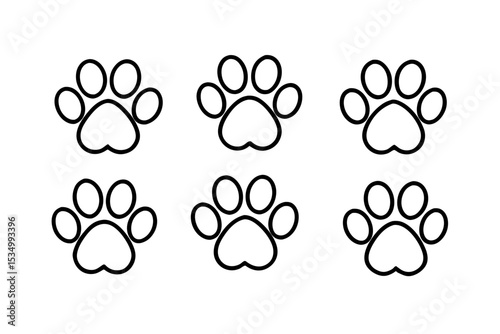 Pet Pawprint bandle set Vector Illustrations