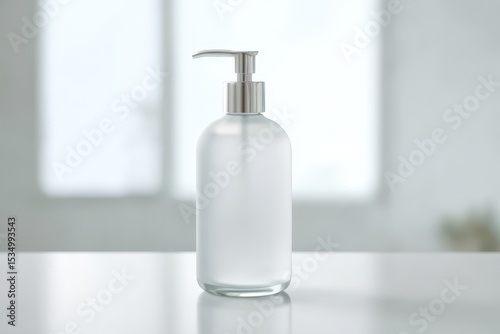Frosted glass cosmetic bottle mockup