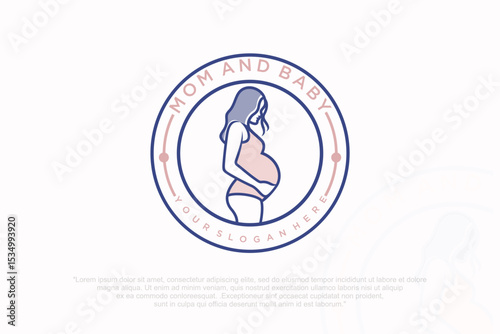 pregnant woman icon or logo , letter B , vector illustration