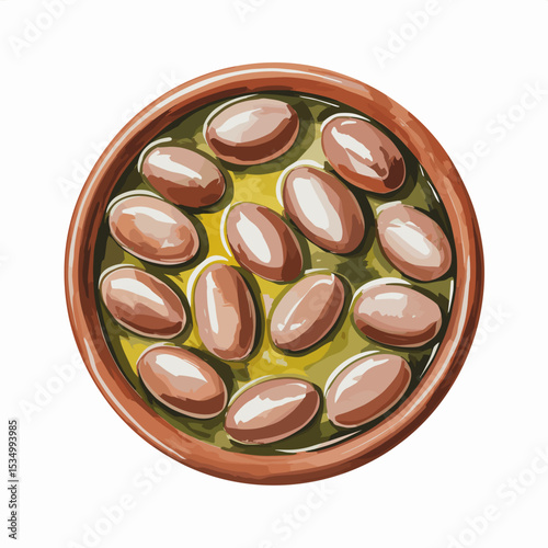 Foul Medames with Olive Oil in Clay Pot