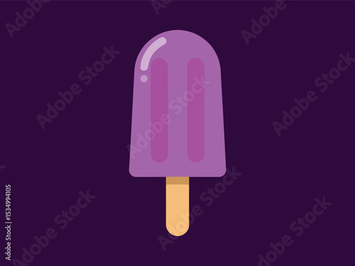 Flat Design Purple Ice Cream Stick Sweet Summer Treat Illustration