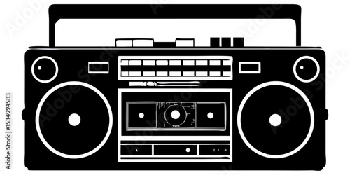 Old radio full black silhouette vector illustration design