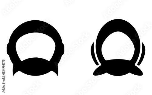 Set of astronaut mask full black silhouette vector illustration design
