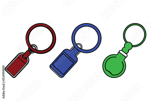Key Chain Ring Icon Silhouette Vector Illustration