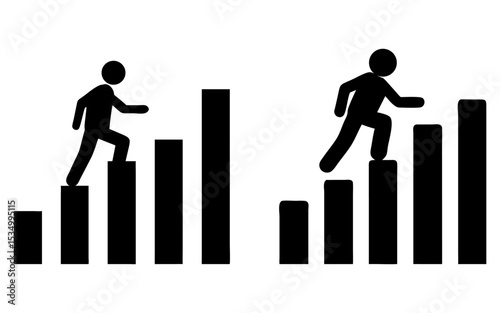 Set of career success full black silhouette vector illustration design