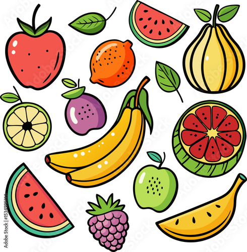 fruit in hand drawn style set   drawing of food el (1).eps