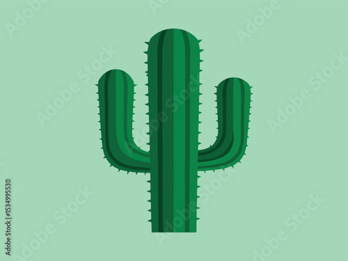 Simple Flat Design Cactus Plant Detailed Illustration Tropical Desert Flora