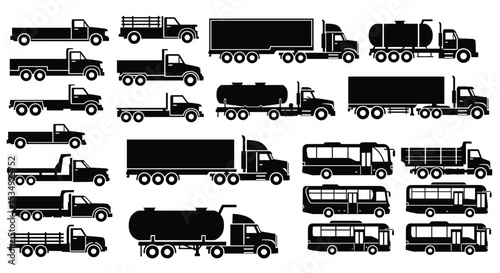 Variety Of Commercial Trucks And Utility Vehicles For Transportation Needs