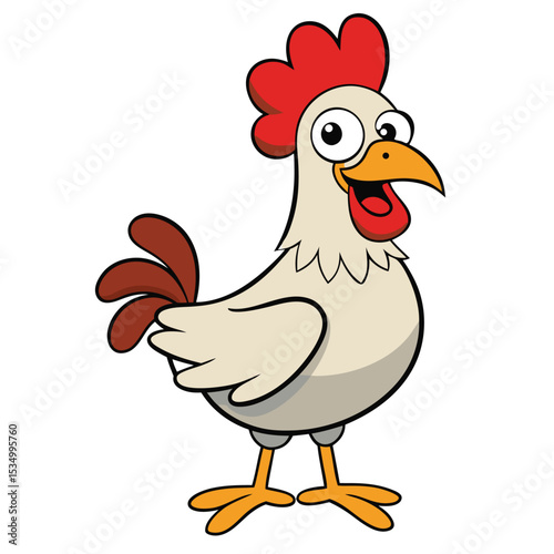 Hen white background