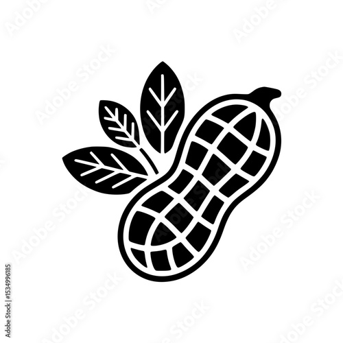 Peanut icon with leaves