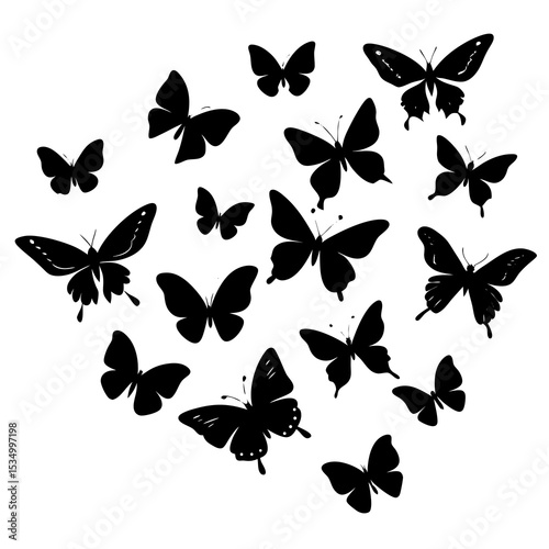 set of butterflies