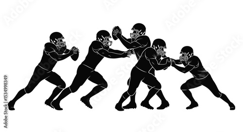 Silhouette Illustration of Football Players in Action A Dynamic Team Display