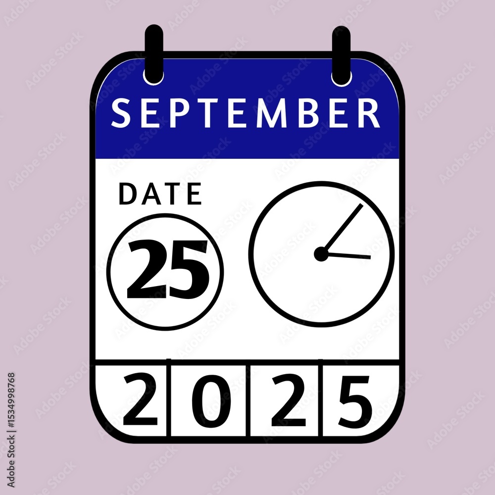 Naklejka premium vector calendar icon,25 september ,September month calander,Date ,Illustration,Graphic design, September month date,day, holiday