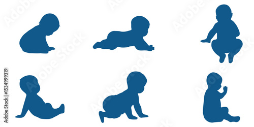 Baby Silhouette Collection . Precious Moments Baby's First Year  . Tiny Treasures .  eps 10