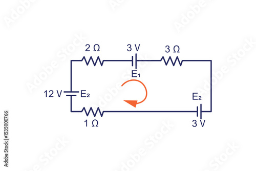 Series and parallel electrical circuits. Parallel circuit, Series circuit, basic electric circuits experiment vector. Kirchhoff voltage law. series and parallel circuits with Batter and light bulb