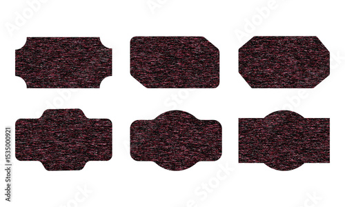 Set of Burgundy Textured Labels and Decorative Shapes