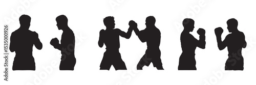 Boxing silhouette, Double Boxing set box icon, Boxing illustration, silhouette, set icon, silhouette . EPS 10
