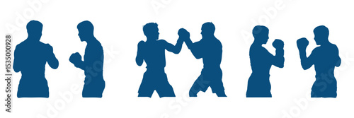 Boxing silhouette, Double Boxing set box icon, Boxing illustration, silhouette, set icon, silhouette . EPS 10