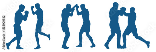 Boxing silhouette, Double Boxing set box icon, Boxing illustration, silhouette, set icon, silhouette . EPS 10