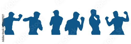 Boxing silhouette, Double Boxing set box icon, Boxing illustration, silhouette, set icon, silhouette, Boxer dogs icon . EPS 10