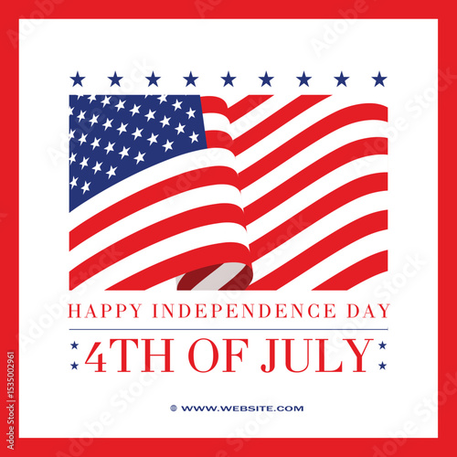 Happy 4th of july Celebrate american independence day Social Media Poster Design Template