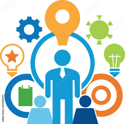 Leadership And Innovation Teamwork Symbol Clean White
