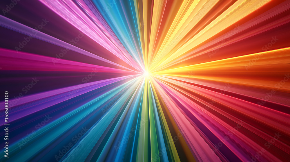 Obraz premium Radiant Spectrum Burst: A Vivid Display of Converging Colorful Lines