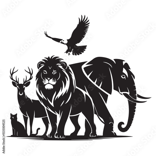 Wallpaper Mural Black and white vector illustration of a wild elephant, perfect for animal, tattoo, or tribal art designs Torontodigital.ca