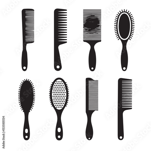 A single  plastic barber comb and hairbrush set, isolated white beauty tools for professional hairdressing and grooming