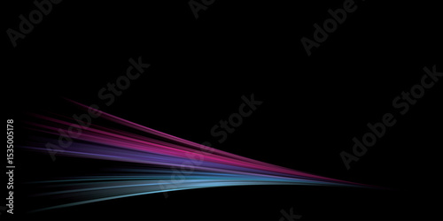 Abstract colorful high speed neon light on black background graphic illustration have blank space.