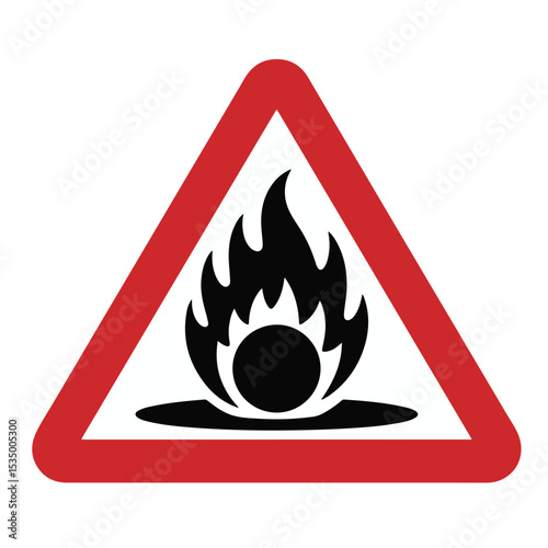 Yellow triangular warning sign with black flame symbol indicating fire danger