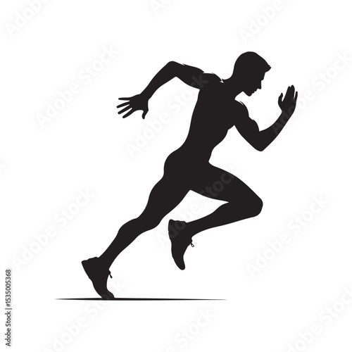 running vector silhouette clip art logo design illustration set