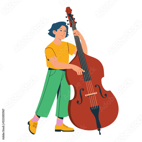 Classical musician playing a wooden string instrument with a bow
