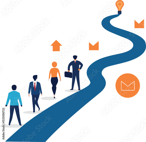 Roadmap To Success With Business Team Walking Forward