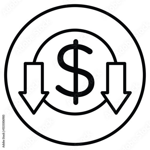 Cost reduction icon simple flat icon vector symbol