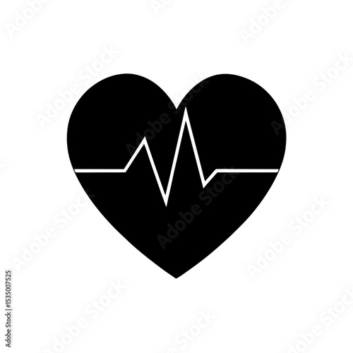 heart with pulse line icon on white background  .svg