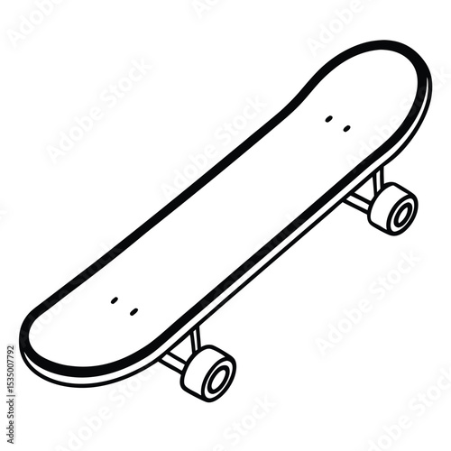Minimal Skateboard Vector Illustration in Black and White
